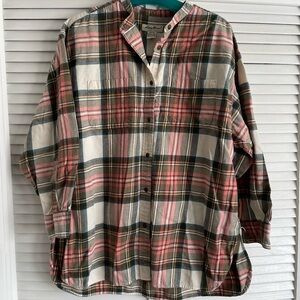 Eddie Bauer Oversized Plaid Flannel Button Front Long Sleeve Shirt